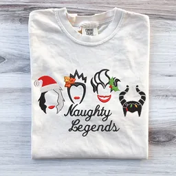 Embroidered Naughty Legends Villains - Bad Girls Fun Christmas - Embroidery Unisex T-Shirt - 3