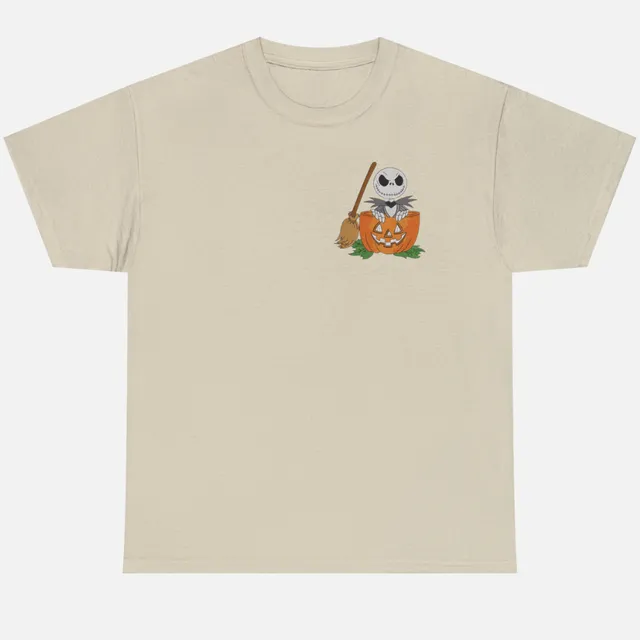 Embroidered Jack O Lantern Pumpkin Pocket - Spooky Halloween - Embroidery Unisex T-Shirt